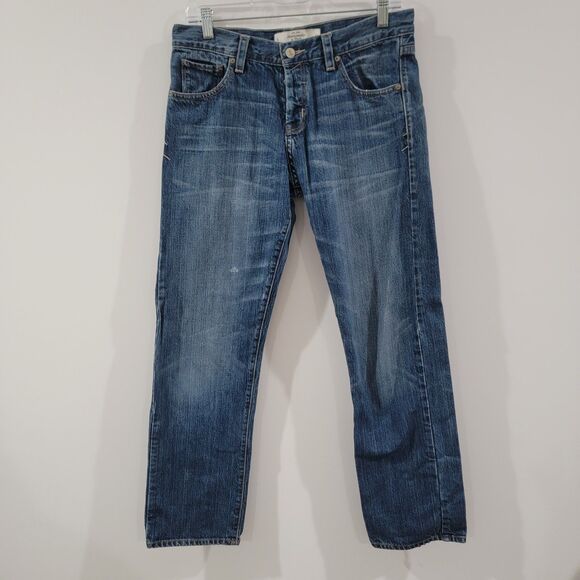 Abercrombie And Fitch Womens Staright Leg Jeans Size 4 27 Button Fly Mid Rise - Picture 1 of 9